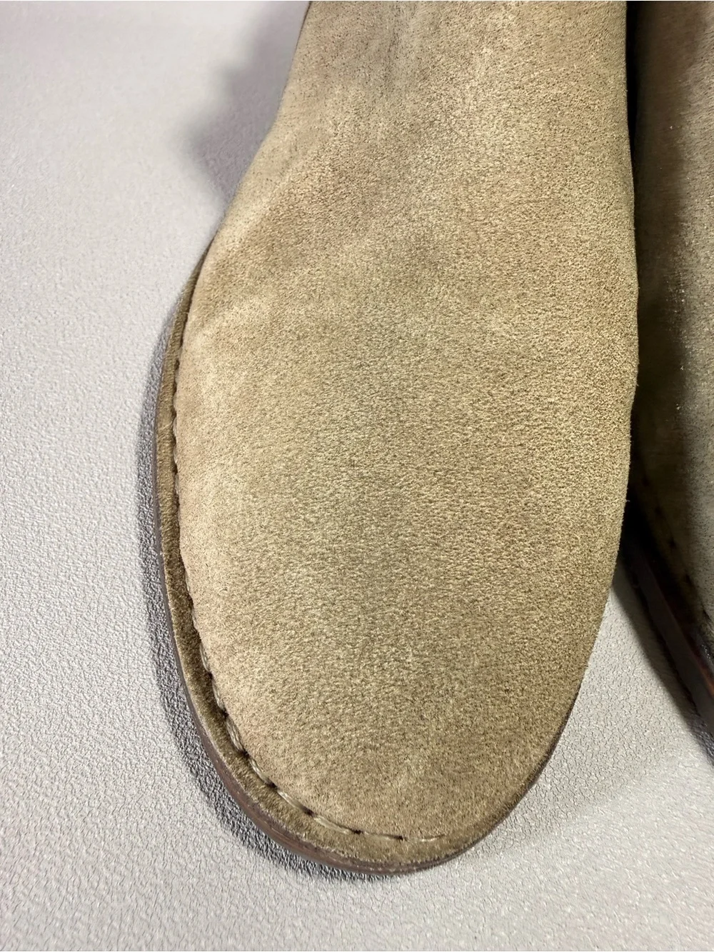Trask Aubrey Taupe Suede Leather Side-Zip Ankle Boots